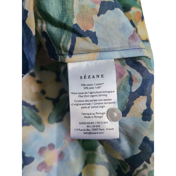 Sezane Pierro X Aimie in Poetry Blue Floral Button Down Size 40 US 8 NWT - Picture 8 of 8